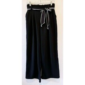NWT Halara Small Wide Leg Women's Career Pants Black Elastic Waist Minimalist